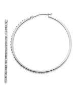 Liora 14k White Gold Diamond Fascination Lg Round Hinged Hoop Earrings