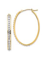 Zephira 14k Diamond Fascination Oval Hinged Hoop Earrings