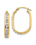 Seraphine 14k Diamond Fascination Squared Hinged Hoop Earrings