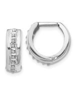 Celestine 14k White Gold Diamond Fascination Round Huggy Hoop Earrings