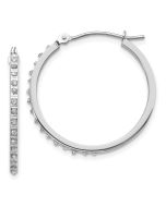 Arden 14k White Gold Diamond Fascination Round Hinged Hoop Earrings