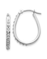 Elysian 14k White Diamond Fascination Oval Hinged Hoop Earrings