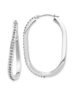 Valora 14k White Gold Diamond Fascination Oval Twist Hinged Hoop Earrings