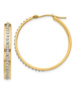 Nocturne 14k Diamond Fascination Round Hinged Hoop Earrings