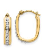 Eros 14k Diamond Fascination Squared Hinged Hoop Earrings