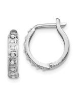 Arden 14k White Gold Diamond Fascination Round Hinged Hoop Earrings