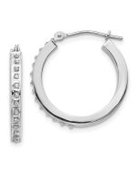 Valora 14k White Gold Diamond Fascination Round Hinged Hoop Earrings