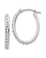 Liora 14k White Gold Diamond Fascination Oval Hinged Hoop Earrings