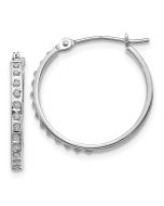Elysian 14k White Gold Diamond Fascination Round Hinged Hoop Earrings