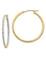 Nocturne 14k Diamond Fascination Round Hinged Hoop Earrings