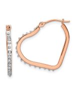 Celestine 14k Rose Gold Diamond Fascination Heart Hoop Earrings