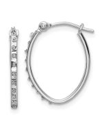Liora 14k White Gold Diamond Fascination Oval Hoop Earrings