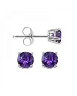 14k White Gold .50ct Amethyst Stud Earrings
