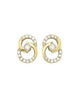 Gold Diamond Double Hoop Earrings