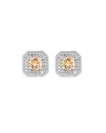 10Kt White Gold Diamond 1/10Ctw & Citrine 3/4Ctw Earring
