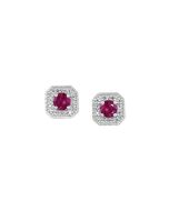 10k White Gold .10ct Ruby and .75ct Diamond Stud Earrings