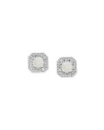 10k White Gold .85ctw Opal and Diamond Stud Earrings