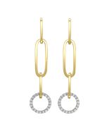 14k Yellow Gold and Diamond Paperclip Earrings