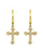 14k Diamond Cross Earrings 1/20 CTW