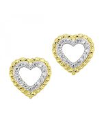 14k Yellow Gold .05ctw Diamond Heart Earrings