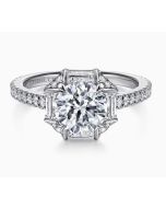 Ryland - 18k White Gold Octagonal Halo Round Semi-Mount Ring