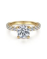 Brosnan - 14K Yellow Gold Round Diamond Semi-Mount Ring