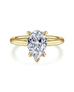 Aure - 14K Yellow Gold Pear Shape Solitaire Diamond Semi-Mount Ring