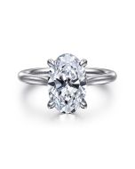 Bena - 14K White Gold Oval Solitaire Diamond Engagement Ring