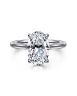 Badia - 14K White Gold Round Solitaire Diamond Semi-Mount Ring