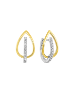 10K Two Tone Gold Diamond Earrings