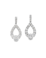 .20 CTW Diamond Teardrop Halo Drop Earrings in Silver