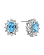 Caelina Sterling Silver Blue Topaz and Diamond Earrings