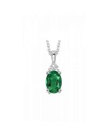 10k White Gold .50ctw Emerald and Diamond Necklace
