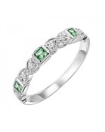 Lyra 14K White Gold Diamond Emerald Ring