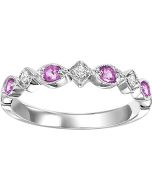 Lioraine 10K White Gold Diamond and Pink Sapphire Ring