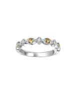 Leia 14K White Gold Diamond Citirine Ring