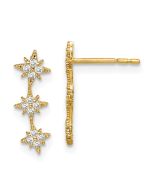 Star 14k Madi K CZ Star Drop Bar Dangle Post Earrings