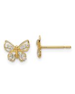 Sunbeam Puff 14k Madi K Butterfly CZ Stud Earrings