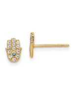 Button Bug 14k Madi K CZ Hamsa Post Earrings