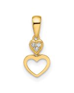 Cuddly Puff Giggly Pebble 14k Madi K CZ Hearts Dangle Pendant