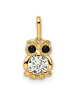 Giggly Bear Tiny Bunny 14k Madi K Black & White CZ Owl Pendant