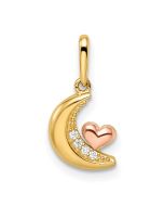 Sunny Pebble 14k Two-tone Madi K CZ Moon with Heart Pendant