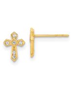 Bumble 14K Madi K Polished Cross CZ Post Earrings