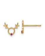 Peaches Spark 14k Madi K Red CZ Reindeer Post Earrings