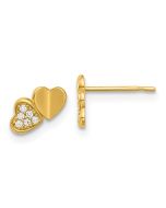 Luna 14k Madi K Polished CZ Double Hearts Post Earrings