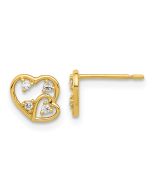 Dreamy 14k Madi K Polished CZ Hearts Post Earrings