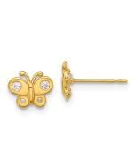 Bumble 14k Madi K Polished CZ Butterfly Post Earrings