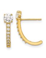 Sprout 14k Madi K Polished CZ Post J-Hoop Earrings