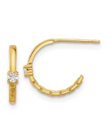 Bumble 14k Madi K Polished CZ Link Post Hoop Earrings