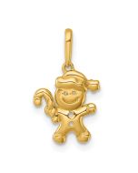 Button 14k Madi K Polished Smiling Gingerbread Man Childrens Charm / Pendant